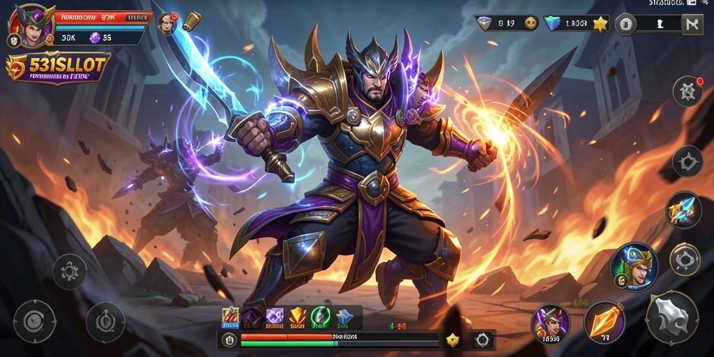Screenshot menampilkan pertarungan seru dalam 531SLOT dengan karakter yang beraksi.