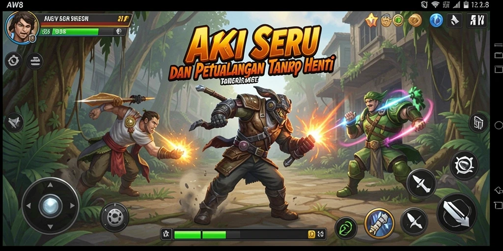 Screenshot gameplay AW8 menunjukkan aksi seru dalam pertempuran.