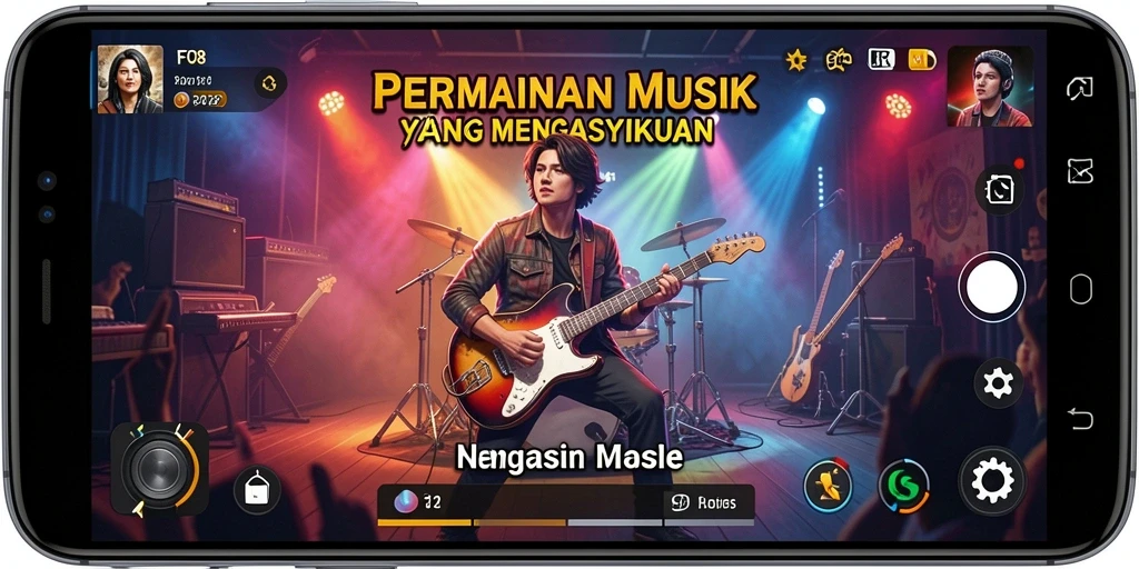 Screenshot gameplay FO8 menampilkan keseruan bermain musik.
