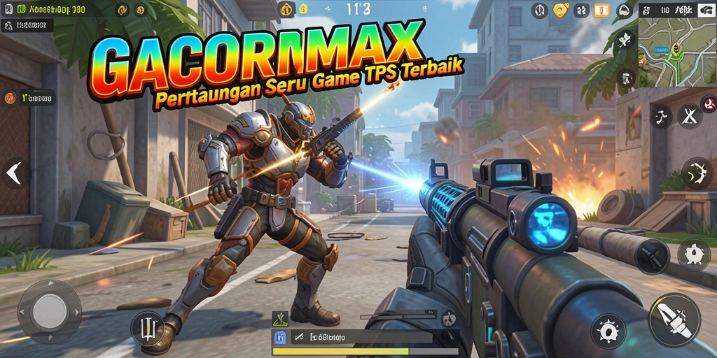 Screenshot gameplay GACORMAX menunjukkan aksi seru dalam TPS.