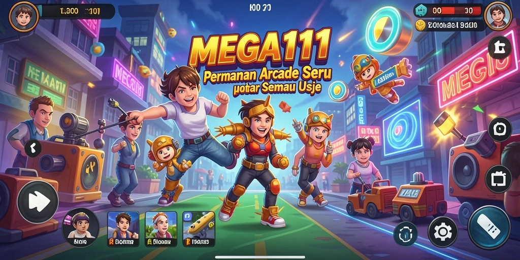 Screenshot gameplay MEGA111 yang menampilkan aksi seru di dunia Arcade.