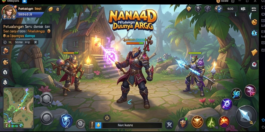 Screenshot gameplay <strong>NANA4D</strong> dengan aksi petualangan ARPG yang mendebarkan.