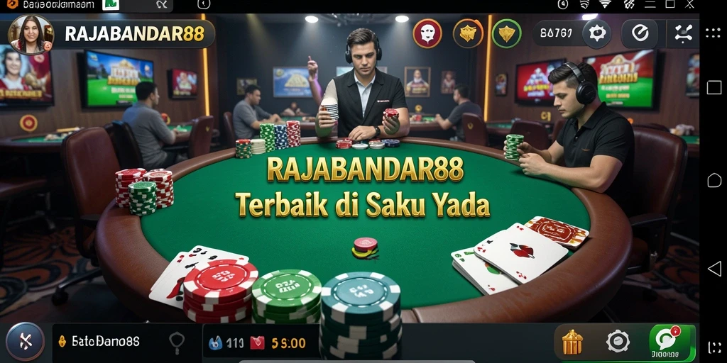 Tampilan permainan Poker seru di RAJABANDAR88 dengan grafis yang menawan.