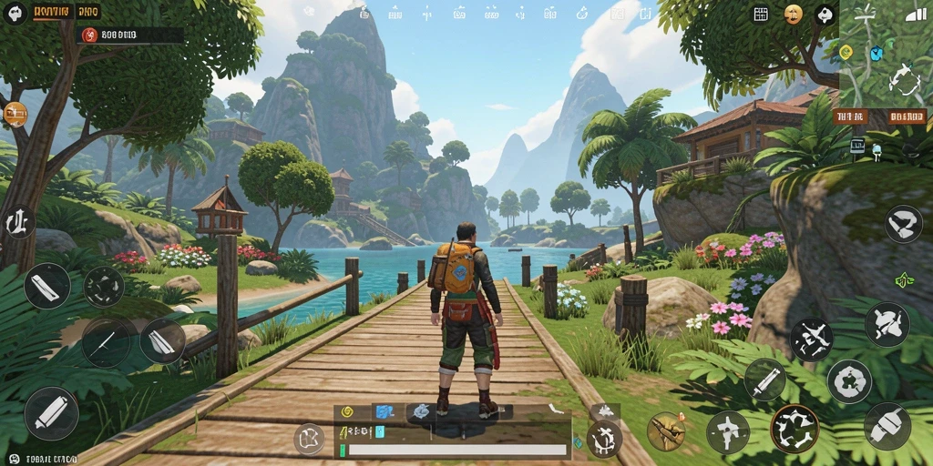 Tampilan gameplay RK55 yang menawan dalam dunia terbuka.