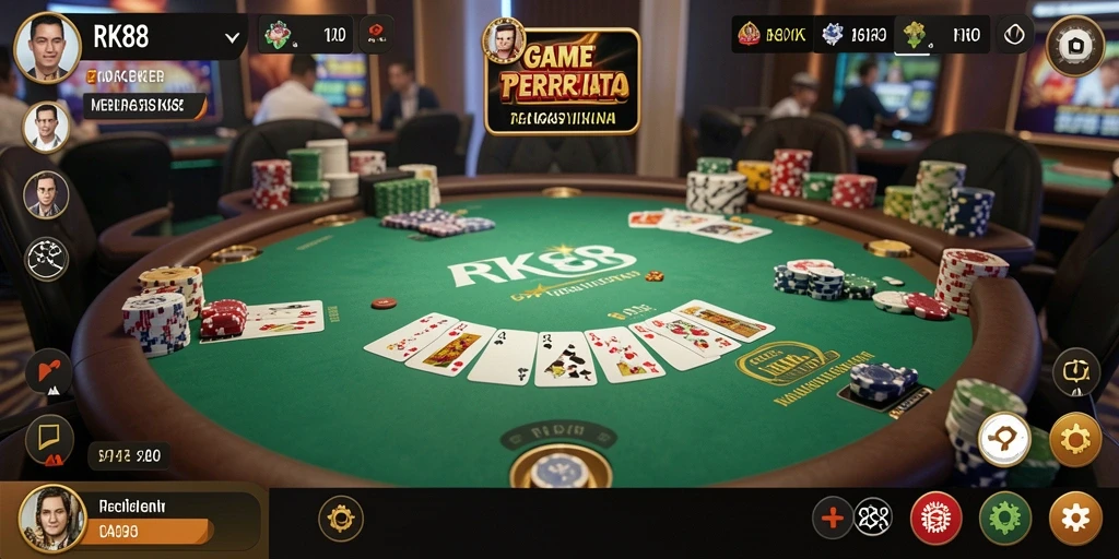 Tampilan menarik dari gameplay Poker di RK88 yang mendebarkan.