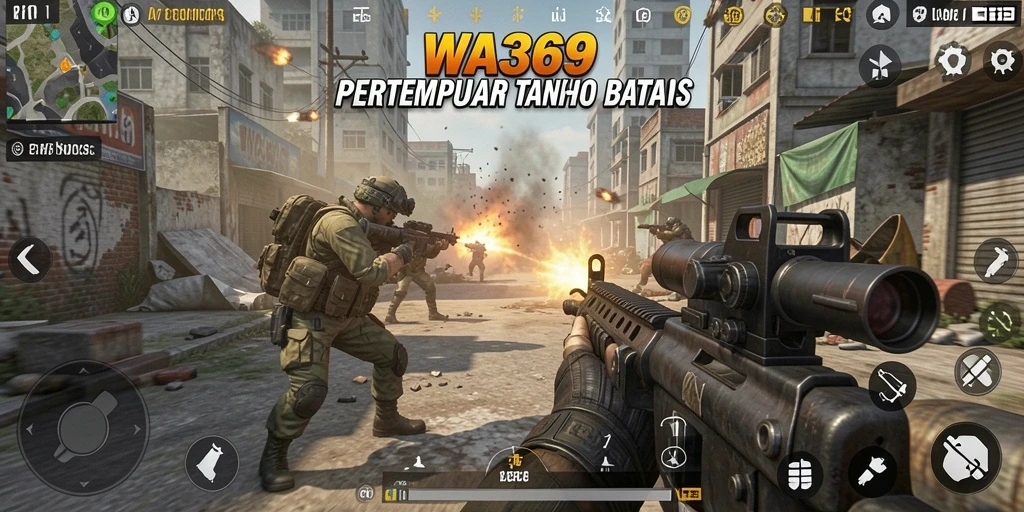 Tampilan gameplay FPS yang mendebarkan dari WA369 dengan aksi tembak-menembak.
